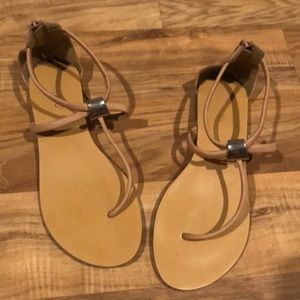 Nude and silver sandals